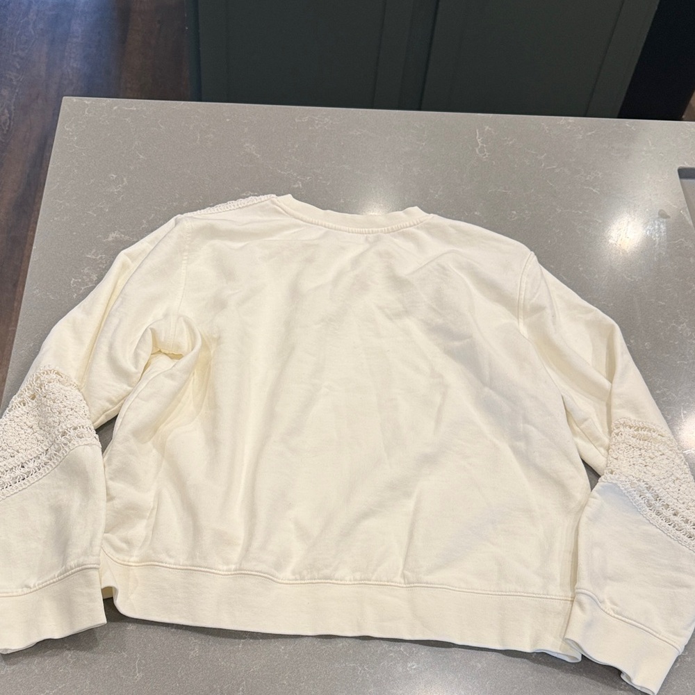 Boden Cream Crochet-Panel Crewneck Sweater - Picture 5 of 5